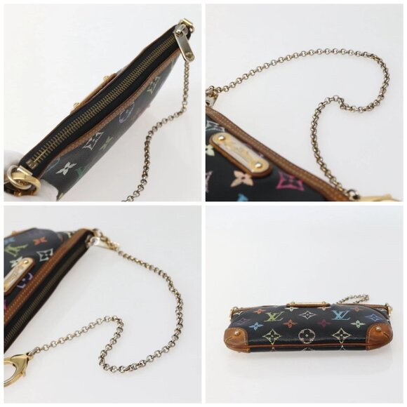 LOUIS VUITTON Multicolor Pochette Mila MM Pouch Black M60097 LV Auth 143169 - Picture 15 of 16